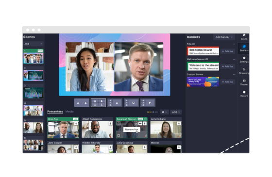 Cvent Virtual Event Solutions Attendee Hub showing a group of people on a virtual event.