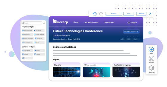 illustration of cvent's abstract management software with blue purple blobs